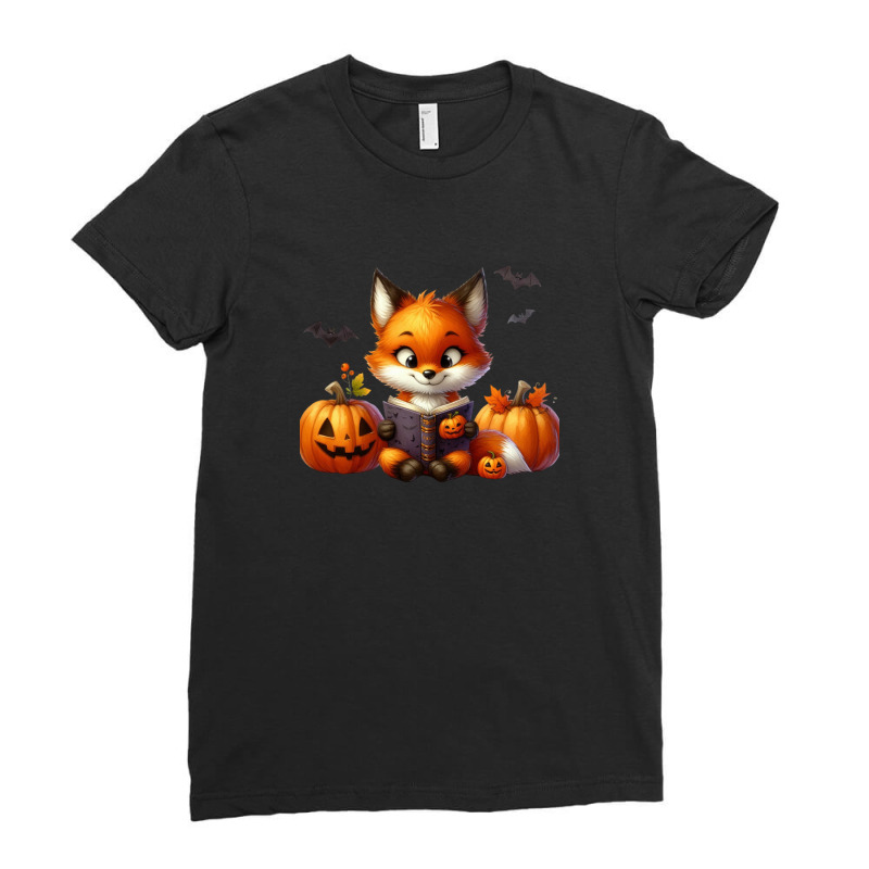 Fox Riding Book Funny - Pumpkin Party Ladies Fitted T-Shirt by risedesignid | Artistshot