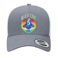 Space Shuttle Blast Off 5th Birthday Retro Portrait Yupoong Trucker Cap | Artistshot