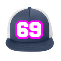 Purple Number Sixty Nine 69 Magenta Sport Font Foam Snapback Hat | Artistshot