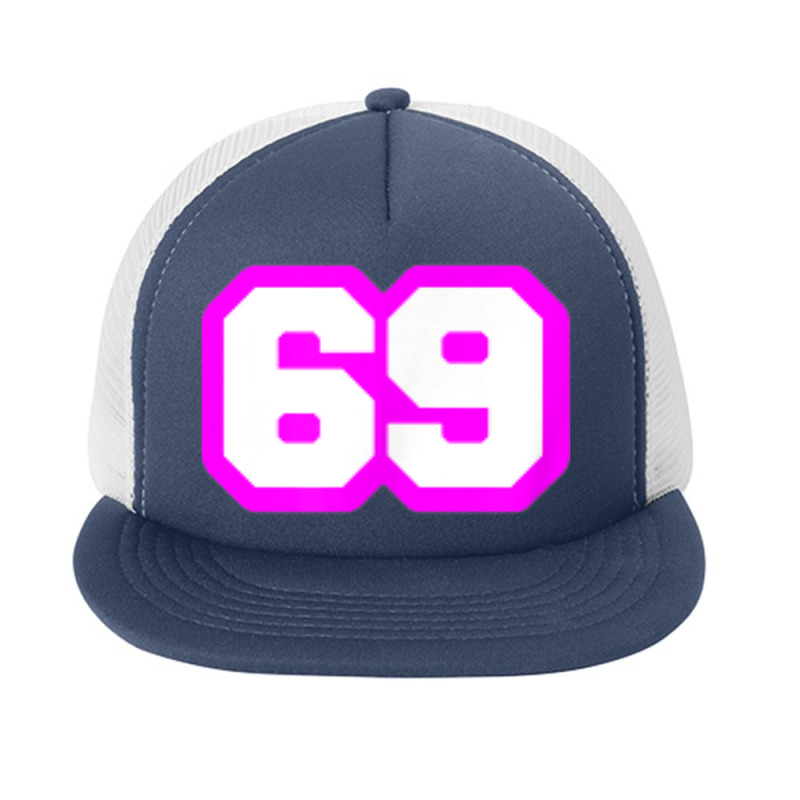 Purple Number Sixty Nine 69 Magenta Sport Font Foam Snapback hat by Clinical | Artistshot