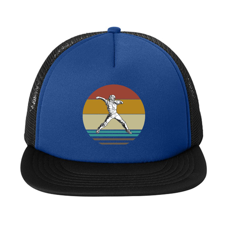 Retro Baseball Thrower On A 80s Sun Background Foam Snapback hat by Hayward Michel | Artistshot