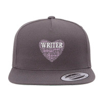 Writer Heart Word Cloud Author Poet 5 Panel Snapback Cap | Artistshot