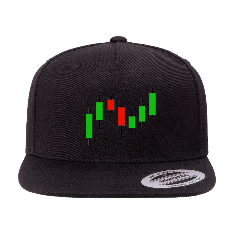 Candlestick Stock Market Graph 5 panel snapback cap by cm-arts | Artistshot