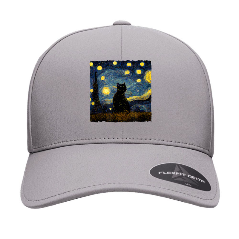 Cats Starry Night Painterly Aesthetic T Shirt Seamless Cap by cm-arts | Artistshot