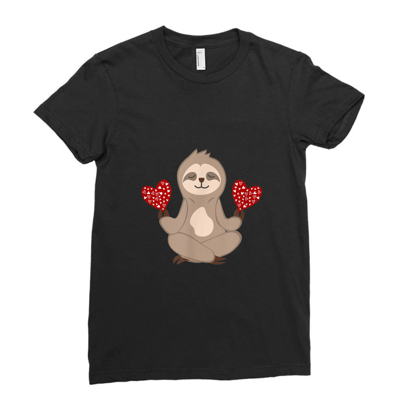 Love Sloth Meditation Vintage Valentines Day Heart Animal Ladies Fitted T-Shirt by ThienThuong | Artistshot