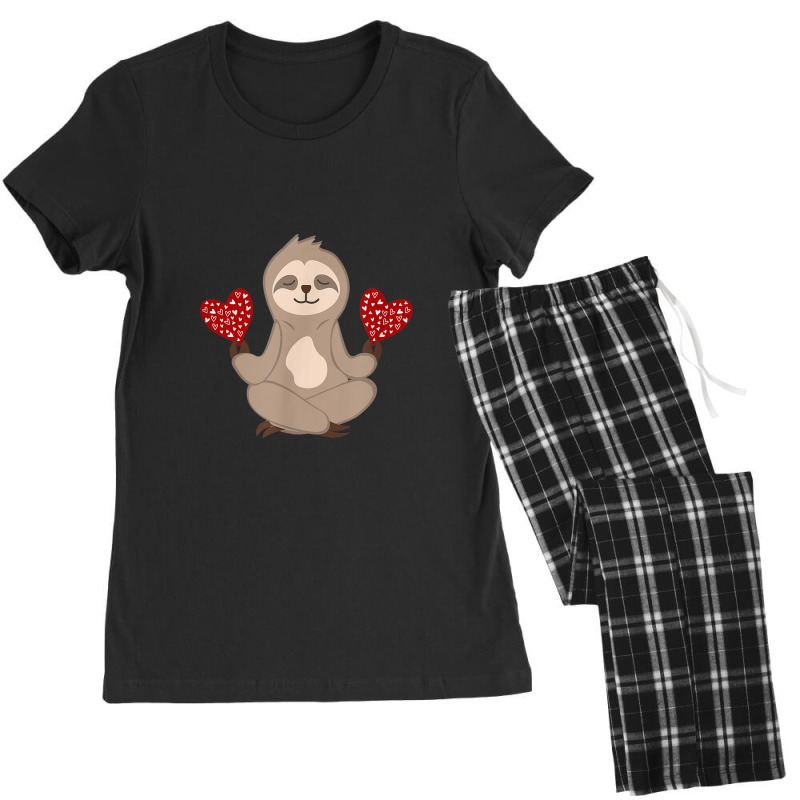 Love Sloth Meditation Vintage Valentines Day Heart Animal Women's Pajamas Set by ThienThuong | Artistshot