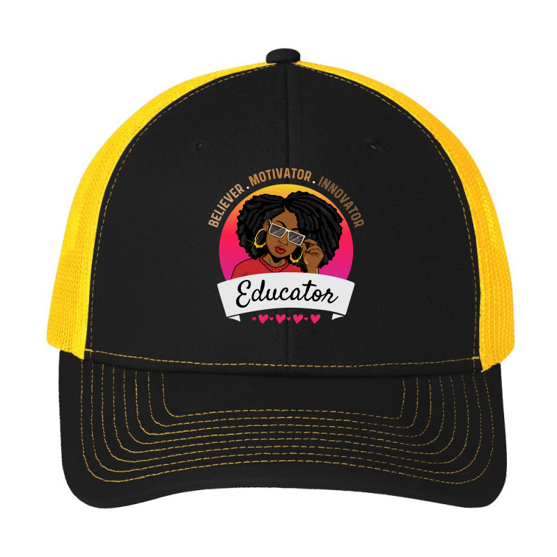 Believer Motivator Innovator Educator Melanin Black Teacher Long Sleev Pa Trucker Cap by cm-arts | Artistshot