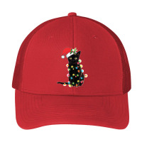 Black-santa-cat-tangled-up-in-lights-christmas-santa- Pa Trucker Cap | Artistshot