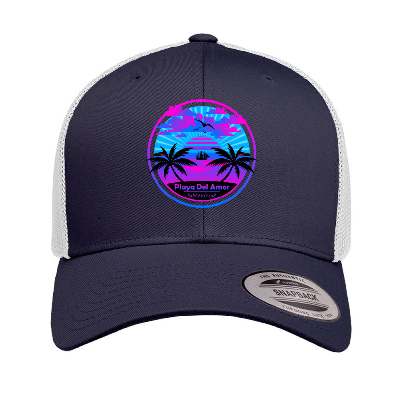 Playa Del Amor Beach Mexico Palm Trees Sunset Summer Tee Retro Trucker Cap by EdieTiffany | Artistshot