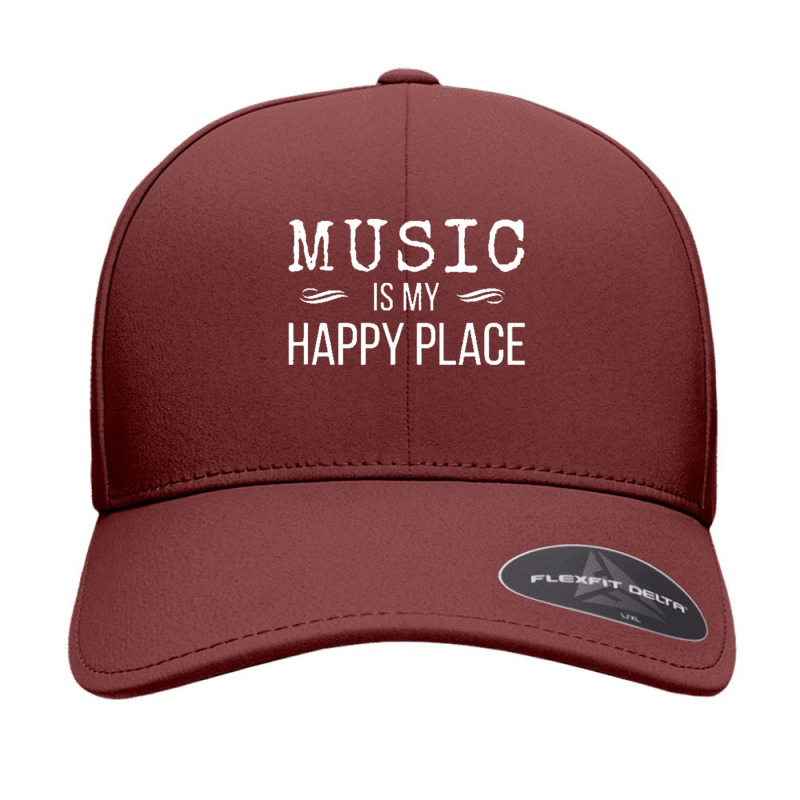 Music Is My Happy Place Inspiring Music Novelty Seamless Cap by cm-arts | Artistshot