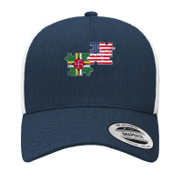 Dominica Usa Dominican American Flag Pullover Hoodie Yupoong Trucker Cap | Artistshot