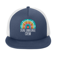 Dual Language Crew Rainbow Bilingual Teacher Dual Language Foam Snapback Hat | Artistshot