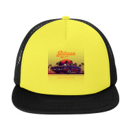 Adrian Michigan Retro Vintage 80s 90s Muscle Cars Retrowave Aesthetic Foam Snapback Hat | Artistshot