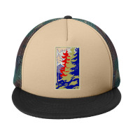 Forest Retro Vintage Winter Forest Gold And Blue Foam Snapback Hat | Artistshot