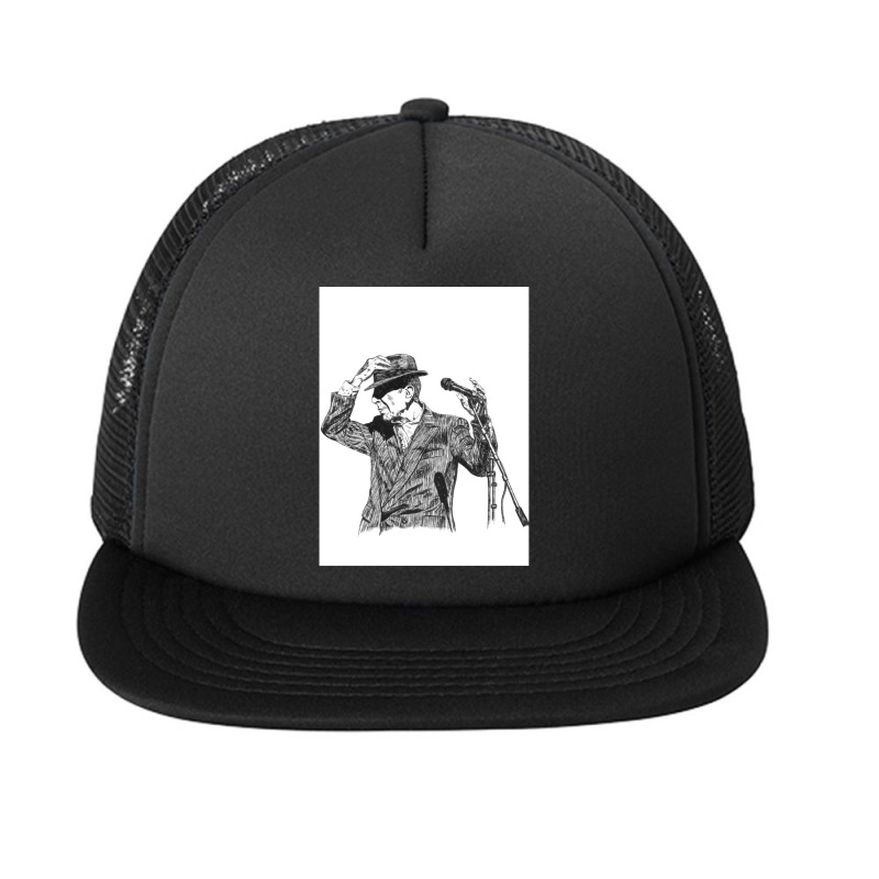 Leonard Cohen Original Hand Drawn Ink Print Foam Snapback hat by cm-arts | Artistshot