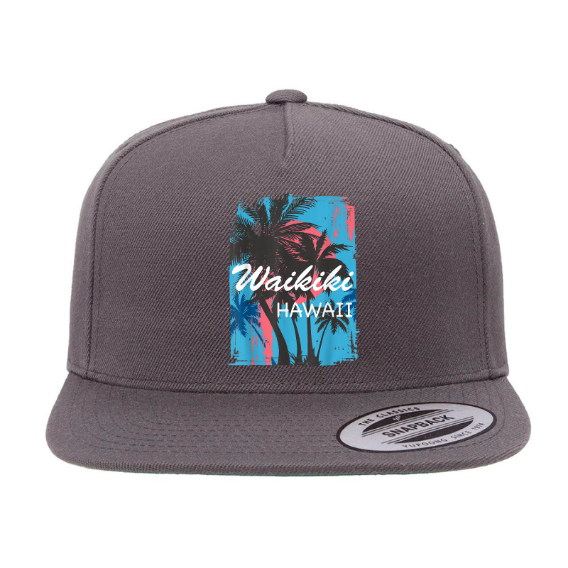 Waikiki Hawaii Hawaiian Island Vintage Palm Tree Beach 70s T Shirt 5 panel snapback cap by cm-arts | Artistshot