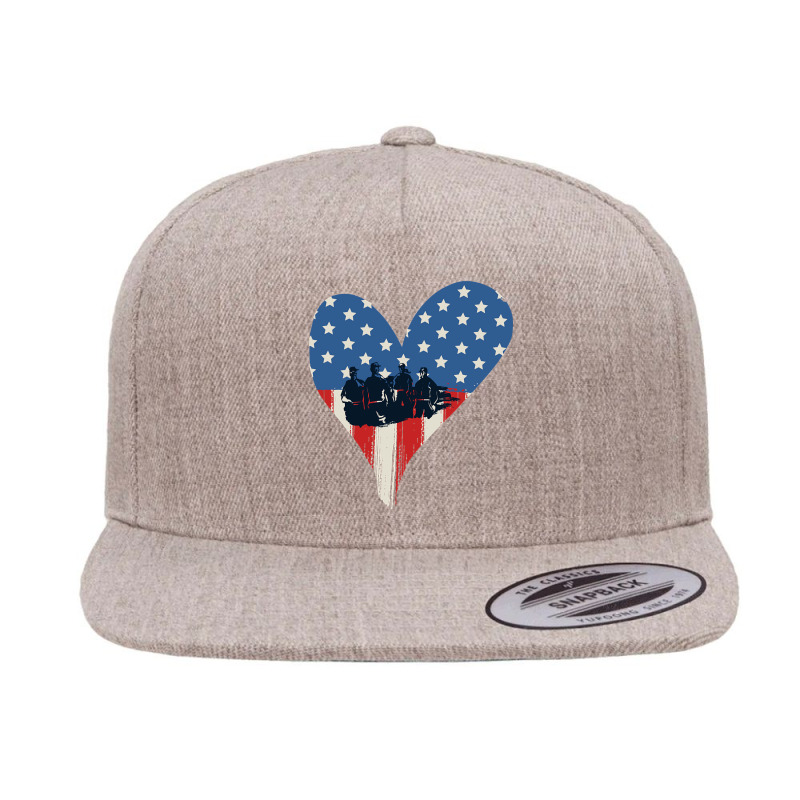 Us Flag Heart Memorial Day 5 panel snapback cap by degreesgunner | Artistshot