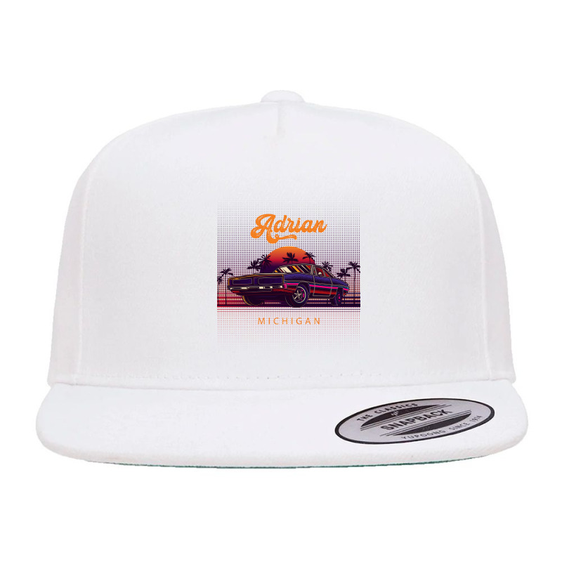 Adrian Michigan Retro Vintage 80s 90s Muscle Cars Retrowave Aesthetic 5 panel snapback cap by pancakespienova | Artistshot