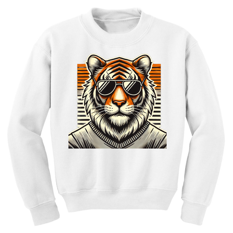 Wild Tiger Wearing Glasses Youth Sweatshirt by Shop now | Artistshot