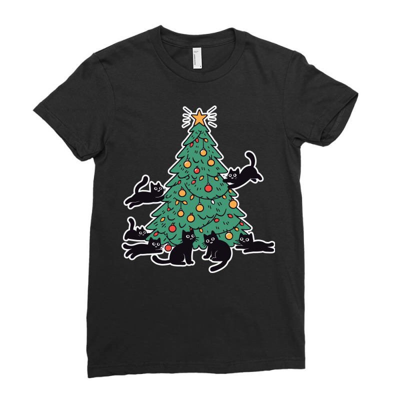 Playful Black Cats Ladies Fitted T-Shirt by edsonart | Artistshot