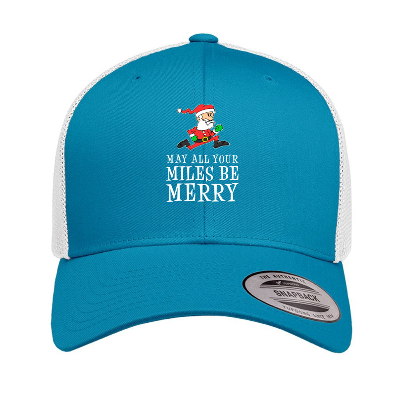 May All Your Miles Be Merry Running Santa (red) Retro Trucker Cap by CrystalHayes | Artistshot