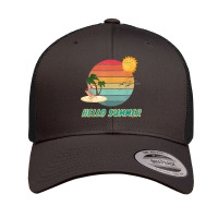 Hello Summer Vacation Palm Tree Sun Birds And Sea Retro Trucker Cap | Artistshot