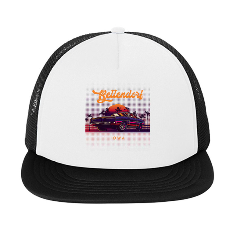 Bettendorf Iowa Retro Vintage 80s 90s Muscle Cars Retrowave Aesthetic Foam Snapback hat by pancakespienova | Artistshot