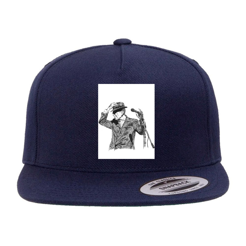 Leonard Cohen Original Hand Drawn Ink Print 5 panel snapback cap by cm-arts | Artistshot