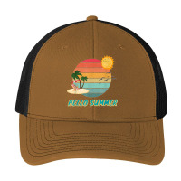 Hello Summer Vacation Palm Tree Sun Birds And Sea Pa Trucker Cap | Artistshot