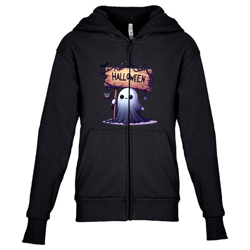 Halloween Ghost In The Dark Night Youth Zipper Hoodie by risedesignid | Artistshot