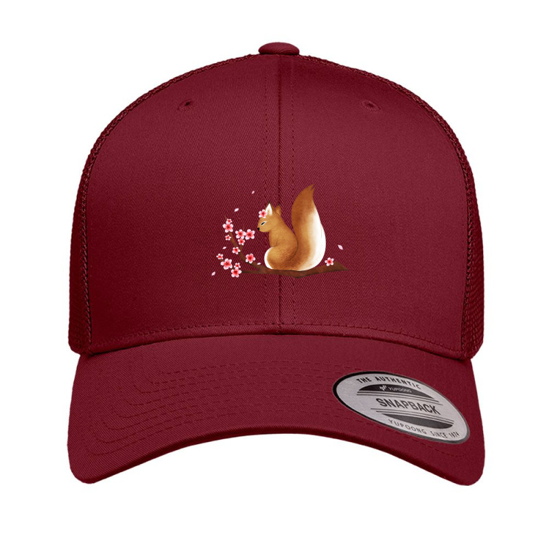 Vintage Squirrel Japanese Cherry Blossom Flower Retro Trucker Cap by degreesgunner | Artistshot