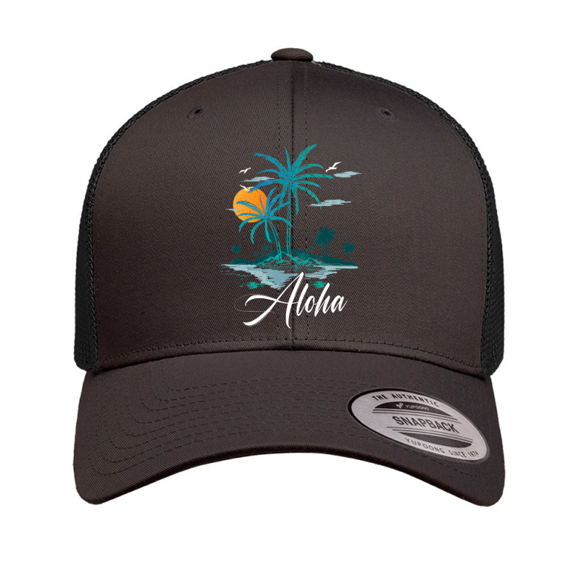 Aloha Hawaii Palm Tree Beach Vacation Family Trip Retro Trucker Cap by Min08 | Artistshot