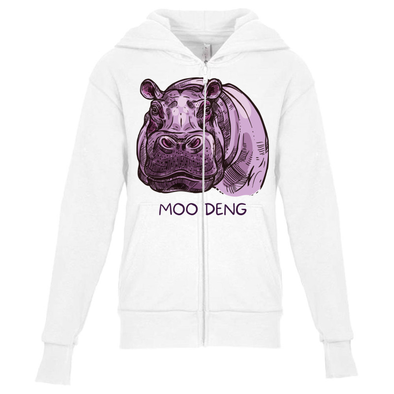 Baby Hippo Moo Deng Youth Zipper Hoodie by Faguo | Artistshot