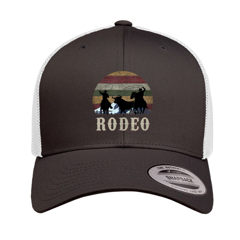 Bucking Rodeo Cowboy Team Roping Horse Riding Retro Retro Trucker Cap by bummercaught | Artistshot