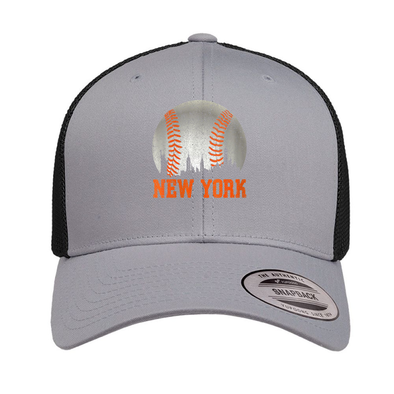 Womens New York Ny Skyline Baseball Vintage Met At Gameday V-neck Retro Trucker Cap by Min06 | Artistshot