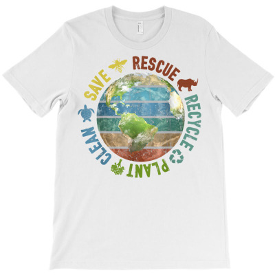 Earth Day Save Bees Rescue Animals Recycle Plastics Vintage T Shirt T-shirt Designed By Nguyethong