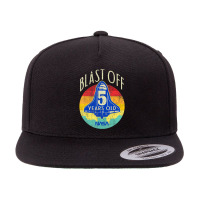 Space Shuttle Blast Off 5th Birthday Retro Portrait 5 Panel Snapback Cap | Artistshot