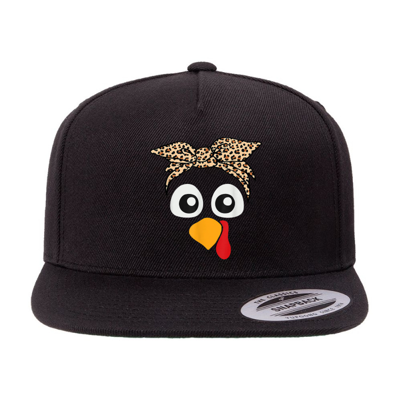 Turkey Face Leopard Headband Womens Thanksgiving 5 panel snapback cap by Uniform | Artistshot