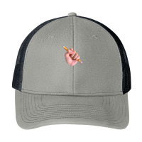 Realism X Cartoon Mashup Fist Holding Pencil Pa Trucker Cap | Artistshot