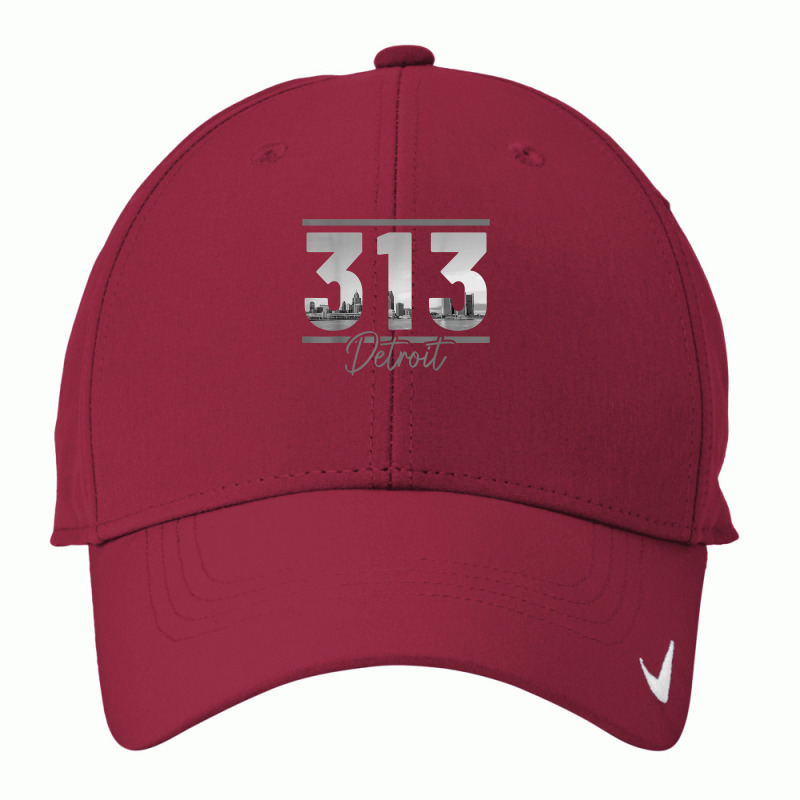 Detroit 313 Area Code Skyline Michigan Vintage T Shirt Nike Dri-FIT Cap by nejnda | Artistshot