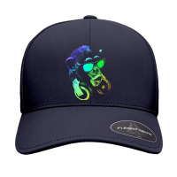 Monkey Chimp With Sunglasses And Headphones Seamless Cap | Artistshot