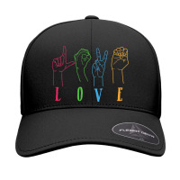 Deaf Awareness Rainbow Colors Sign Language Love Hands Seamless Cap | Artistshot