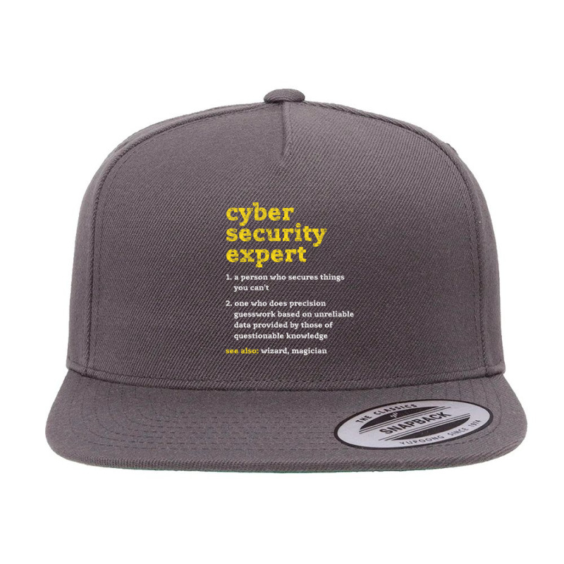 Cyber Security Expert Definition Distressed Computer Geek 5 panel snapback cap by behindcedar22 | Artistshot