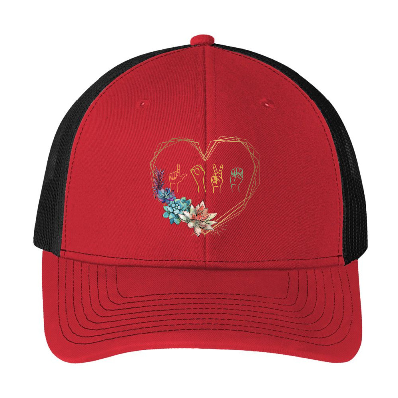 Love Sign Language Floral Heart Asl Valentine's Day Pa Trucker Cap by cm-arts | Artistshot