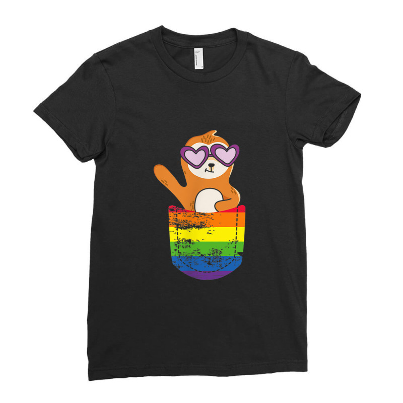 Pocket Sloth Lgbtq Rainbow Flag Pride Month Gay Parade Fan Ladies Fitted T-Shirt by ThienThuong | Artistshot