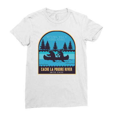 Cache La Poudre National River In Usa Ladies Fitted T-shirt Designed By Rozakgraphic