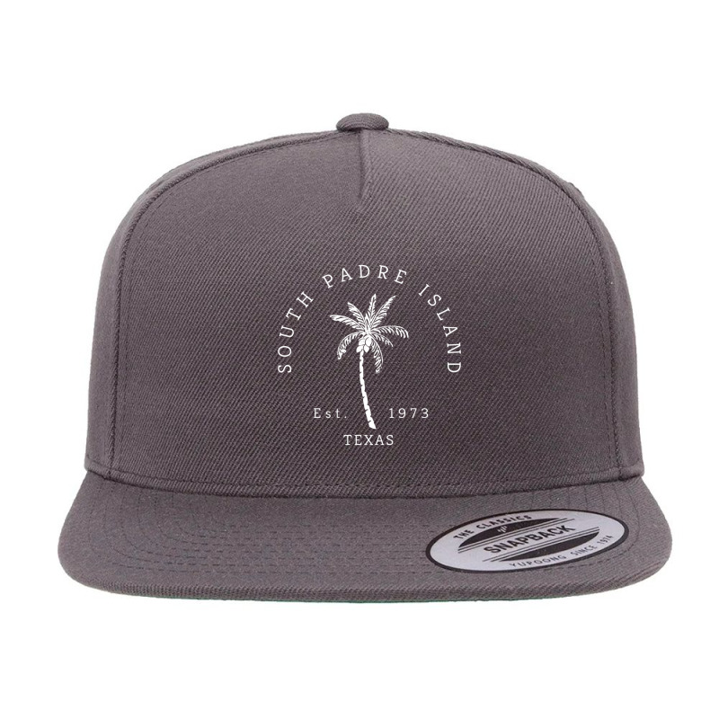 Retro Cool South Padre Island Texas Beach Palm Tree Novelty Long Sleev 5 panel snapback cap by cm-arts | Artistshot