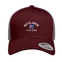 Trending Reykjavik Iceland Est. 1785 Flag Souvenir Gift Retro Trucker Cap | Artistshot