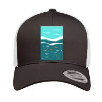 Limited Edition Under The Sea Mid Century Ocean, Waves And Fish Retro Trucker Cap | Artistshot