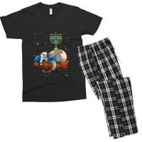 Sleeping Sloth Menorah Hanukkah Chanukah Animal Jewish Men's T-shirt Pajama Set | Artistshot